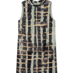 Inicio 2 Vestido Recto con Estampado Artístico – Cuello Halter Suave – Talla L