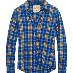 Camisa Hollister de Cuadros Azul y Naranja – Slim Fit – Talla M