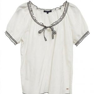 Blusa Tommy Hilfiger en Algodón Blanco con Detalles en Contraste