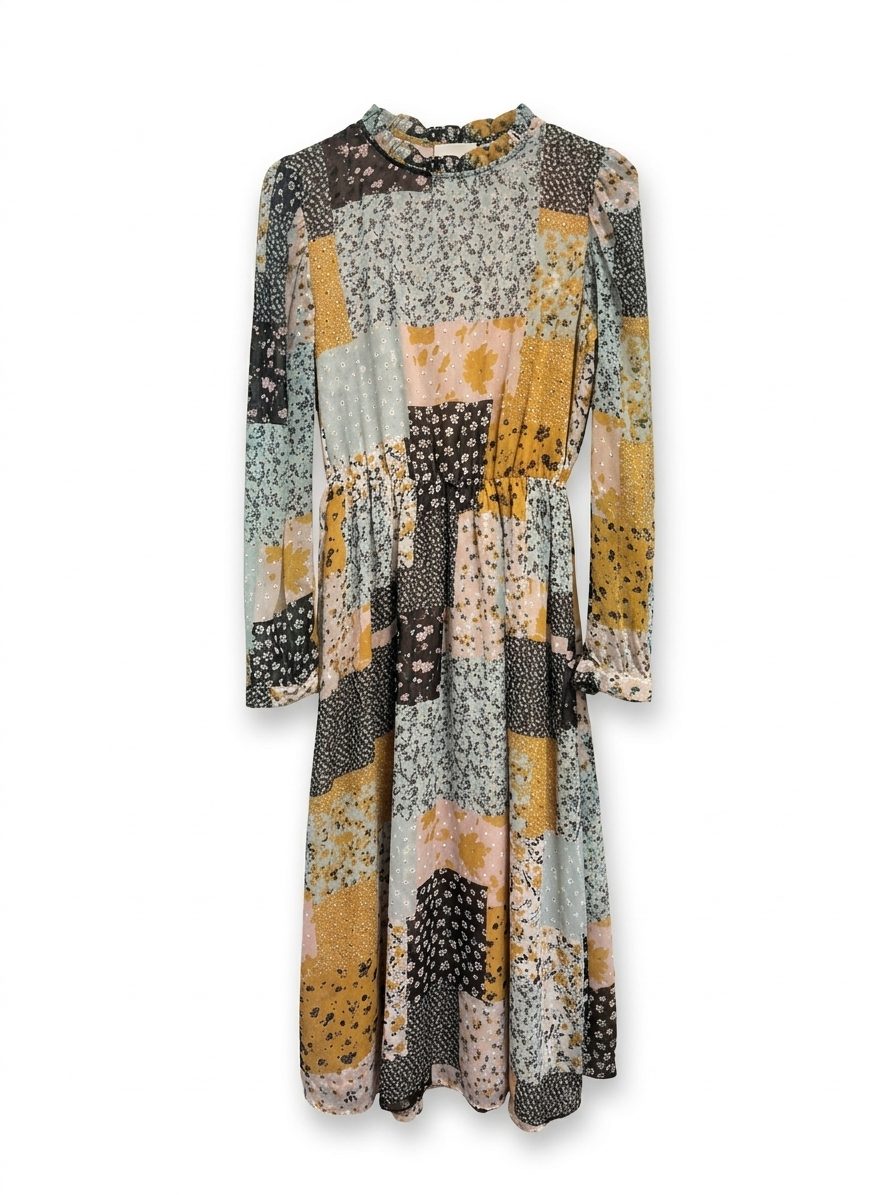 Vestido Midi C&A Estilo Patchwork Floral – Talla 34 (XS) 1 Vestido Midi C&A Estilo Patchwork Floral – Talla 34 (XS)