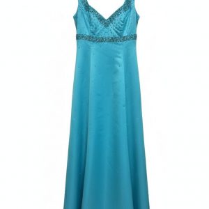 Vestido de Noche Turquesa con Lazo en Espalda – Importado NY